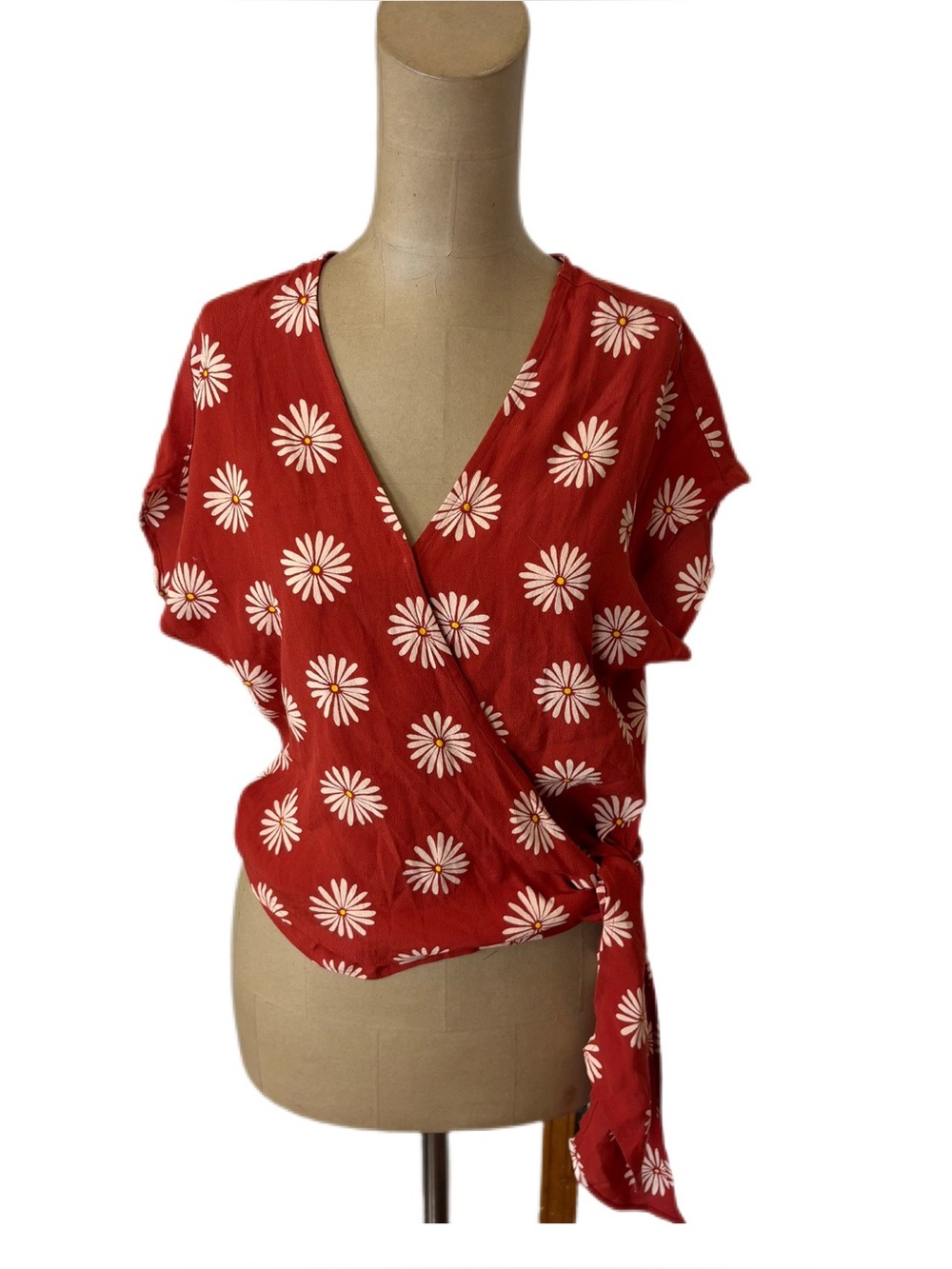 NWT! Madewell  Sash-Tie Wrap Top Daisy Floral Print Size Small